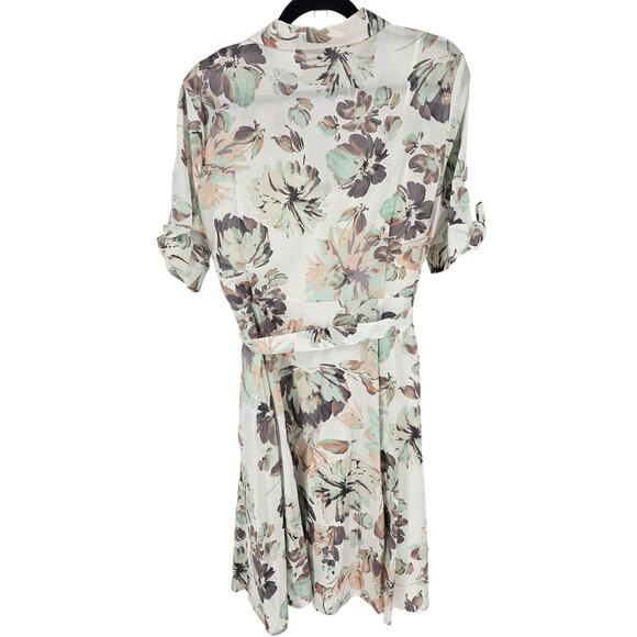 Calvin Klein Floral White Half Sleeve Knee Length Button Front Dress Size 12 - Picture 6 of 6